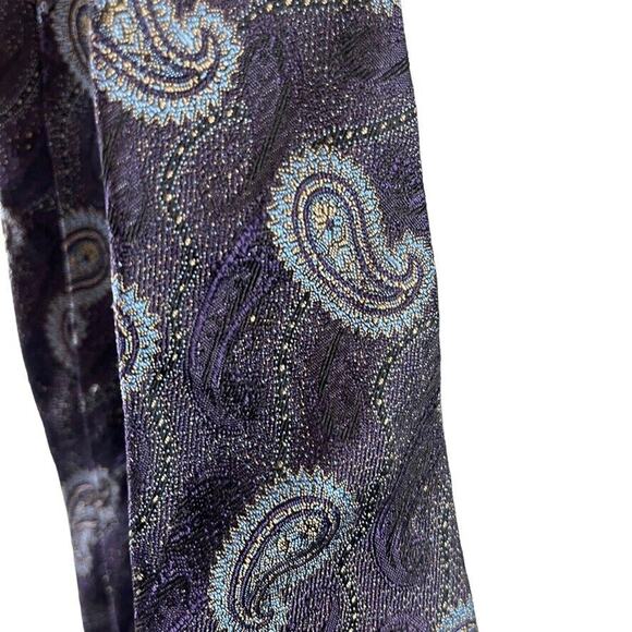 Jos A Bank Signature Collection Mens Purple Blue Paisley Neck Tie Necktie Silk - Picture 5 of 16